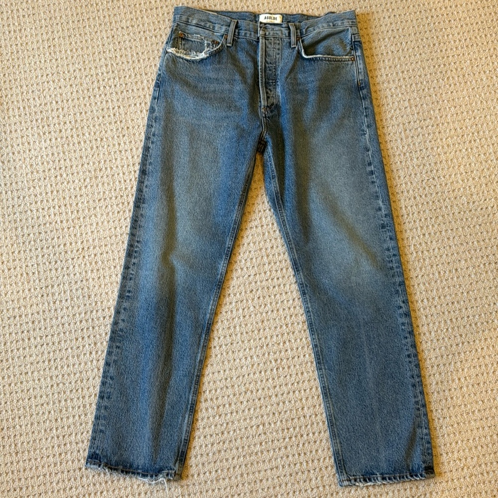 AGOLDE straight leg denim.